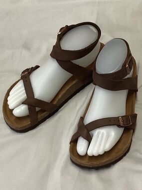 Birkenstock Yara gladiator sandals ankle strap oiled leather dark tan women’s 5